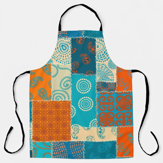 Indian patchwork, seamless vintage background. apron (Front)