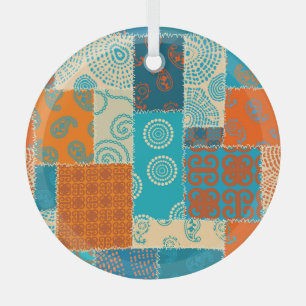 Indian patchwork, seamless vintage background. glass ornament