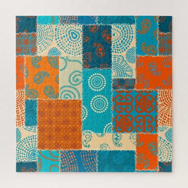 Indian patchwork, seamless vintage background. jigsaw puzzle (Vertical)