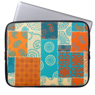 Indian patchwork, seamless vintage background. laptop sleeve