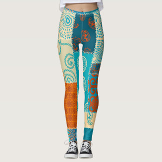 Indian patchwork, seamless vintage background. leggings
