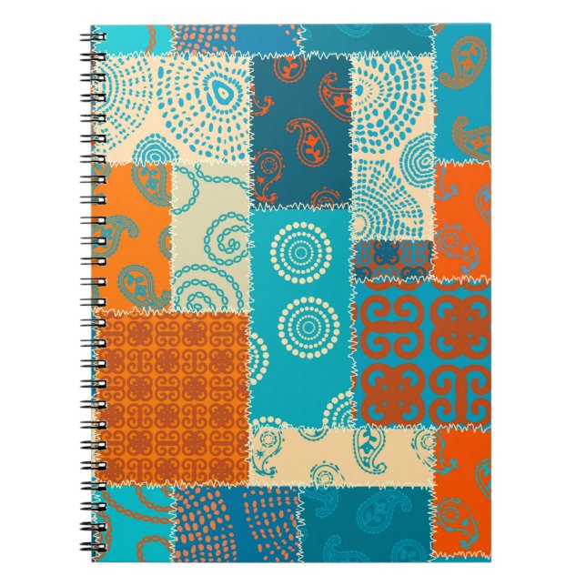 Indian patchwork, seamless vintage background. notebook (Front)