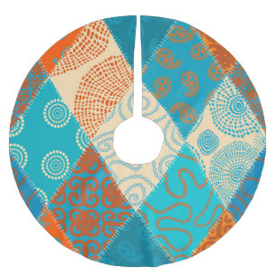 Indian patchwork seamless vintage design. brushed polyester tree skirt