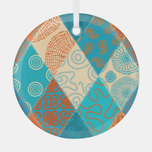 Indian patchwork seamless vintage design. glass ornament