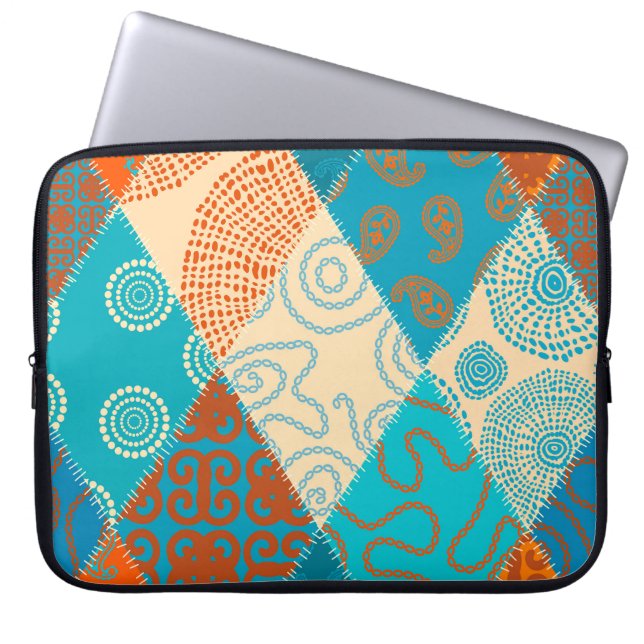 Indian patchwork seamless vintage design. laptop sleeve (Front)