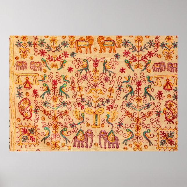Indian pattern on fabricindian, fabric, india, orn poster (Front)