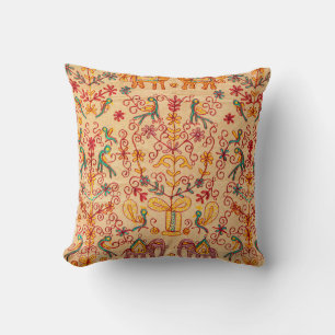 Indian pattern on fabricindian, fabric, india, orn throw pillow