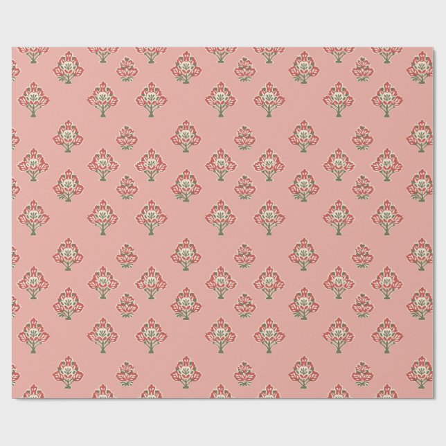 Indian Pattern on Pink Background Wrapping Paper (Flat)