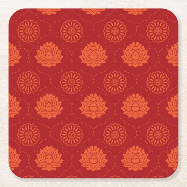 Indian Pattern Square Paper Coaster (Front)