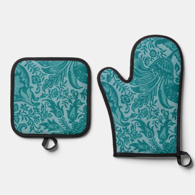 Indian Pattern, William Morris Oven Mitt & Pot Holder Set (Front)