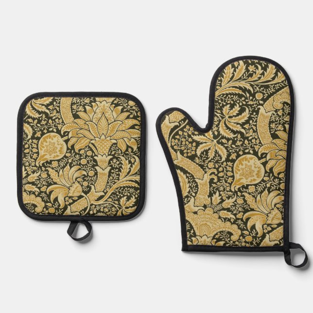 Indian Pattern, William Morris Oven Mitt & Pot Holder Set (Front)