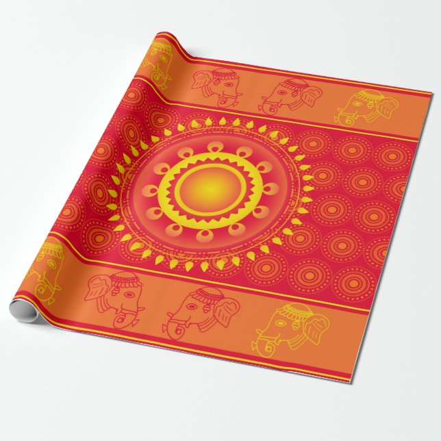 Indian pattern wrapping paper (Unrolled)