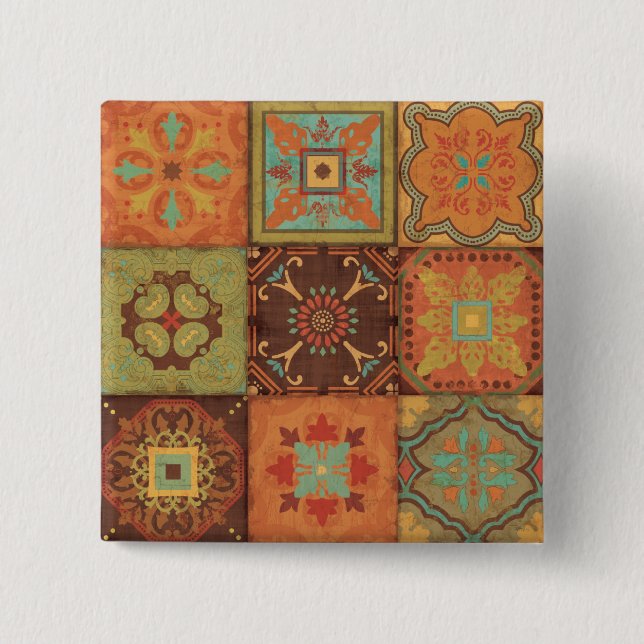 Indian Patterns 2 Inch Square Button (Front)