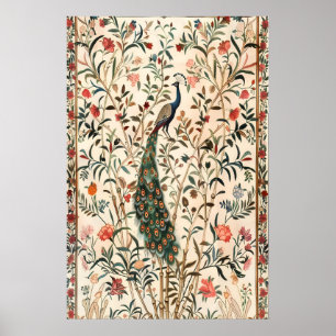 Indian Peacock Art Print Botanical Wildlife