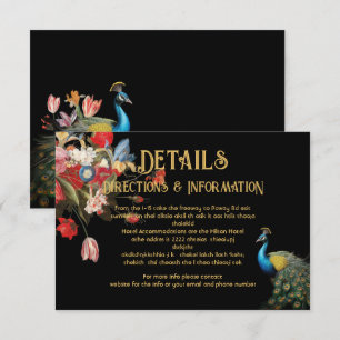 Indian Peacock Floral Wedding Details info card