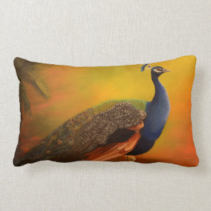 Indian Peacock peafowl Lumbar Pillow