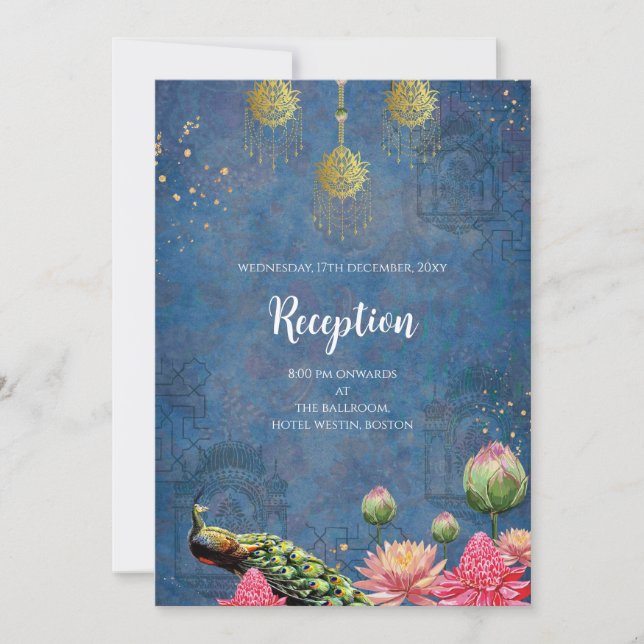  Indian peacock wedding card digital invitation (Front)