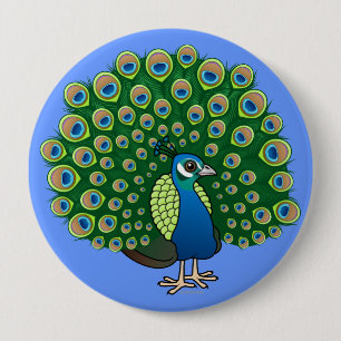 Indian Peafowl 4 Inch Round Button