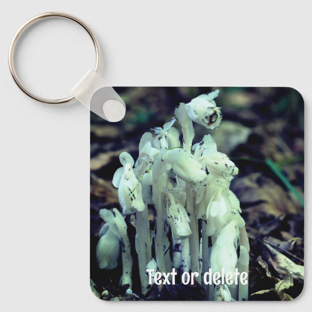 Indian Pipe Forest Wildflower Personalized Keychain (Front)