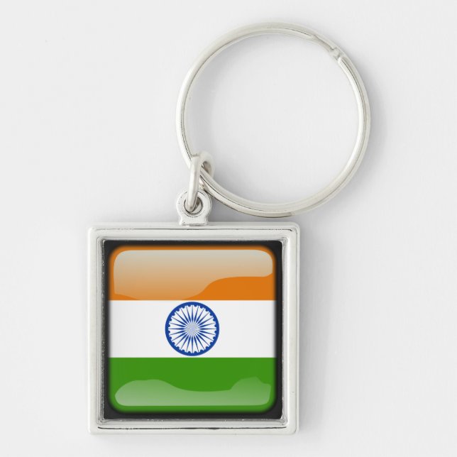 Indian polished flag keychain (Front)