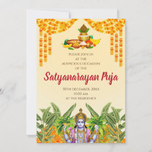 Indian pooja invitation Satyanarayan katha invite
