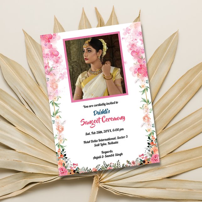Indian Pre-Wedding Sangeet Ceremony Bride Image Invitation (Creator Uploaded)