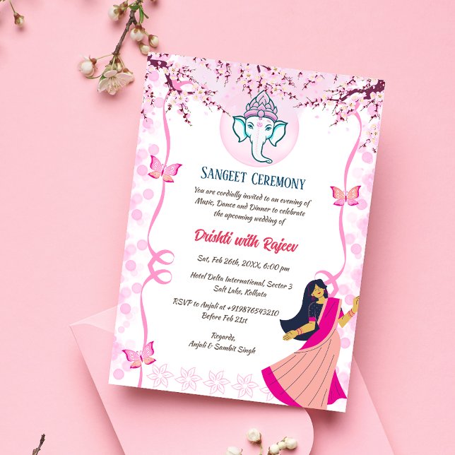 Indian Pre-Wedding Sangeet Ceremony Invitation (Creator Uploaded)