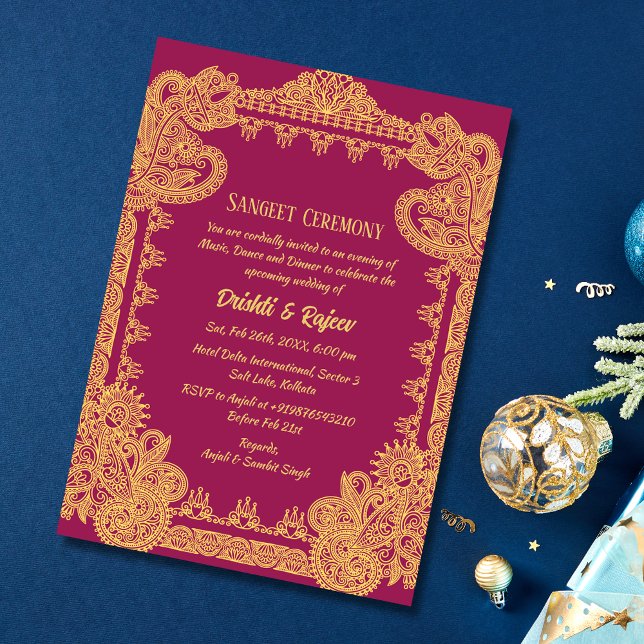 Indian Pre-Wedding Sangeet Ceremony Invitation (Creator Uploaded)
