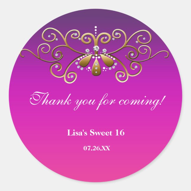 Indian Princess Purple Pink Gold Label Sticker (Front)