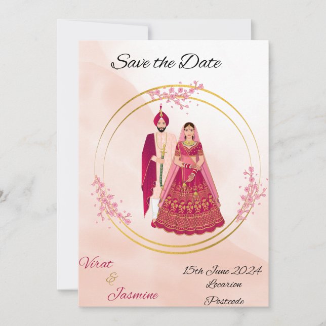 Indian Punjabi save the date editable template  (Front)