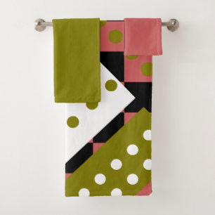 Indian red and green bath towel set