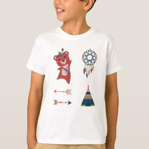 Indian Red Bear Sticker Set Dreamcatcher T-Shirt