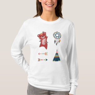 Indian Red Bear Stickerset Bear Dreamcatcher T-Shirt