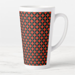 Indian Red Floral Seamless Pattern Background Latte Mug
