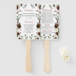 Indian Red Forest Green Boho Rustic Antlers Hand Fan