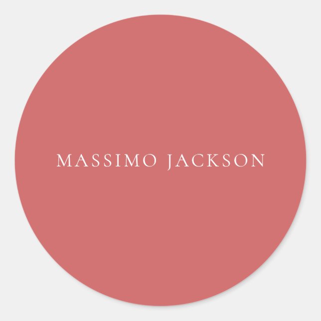 Indian Red Minimalist Plain Modern Aesthetic Look Classic Round Sticker (Front)