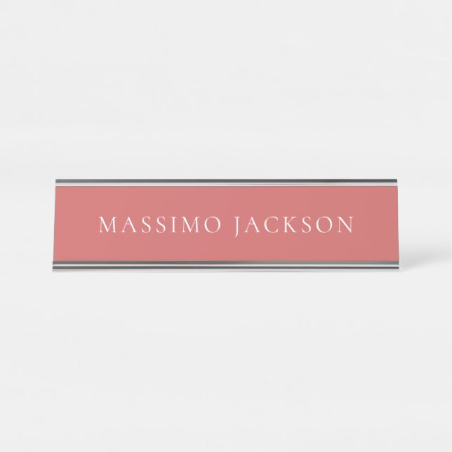 Indian Red Minimalist Plain Modern Aesthetic Look Desk Name Plate (Front)