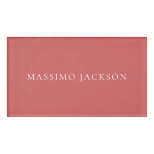 Indian Red Minimalist Plain Modern Aesthetic Look Name Tag
