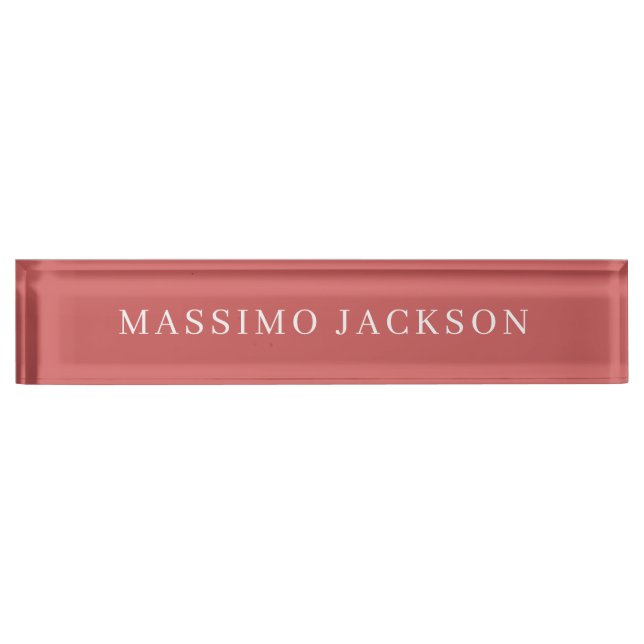 Indian Red Minimalist Plain Modern Aesthetic Look Nameplate (Front)