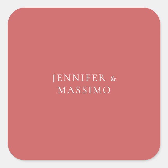 Indian Red Minimalist Plain Modern Aesthetic Look Square Sticker (Front)