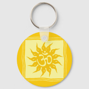 Indian Religious Symbol : Om and Surya Keychain