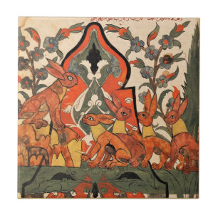 Indian Renaissance Hares Fable King Tile