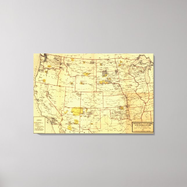 Indian Reservations West of the Mississippi Canvas Print (Front)