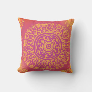 Indian Retro Red Gold Pillow