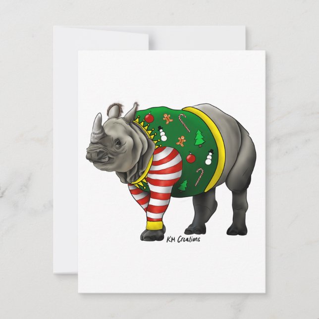 Indian rhino - holiday card (Front)