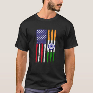 Indian Roots Half American Flag Patriotic Indian T-Shirt