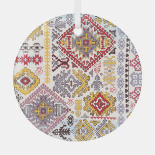 Indian rug, paisley mandala, yoga glass ornament