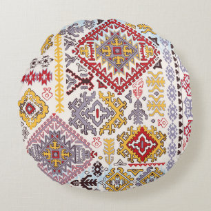 Indian rug, paisley mandala, yoga round pillow