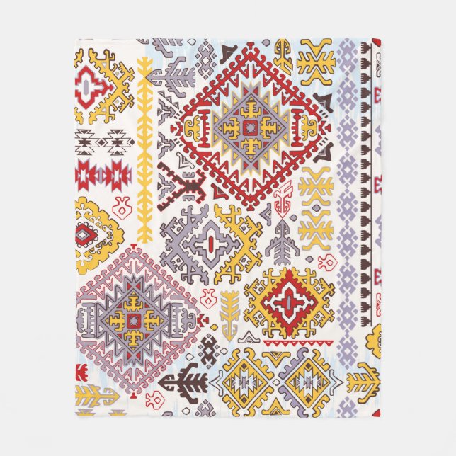 Indian rug paisley ornament pattern. Ethnic Mandal Fleece Blanket (Front)
