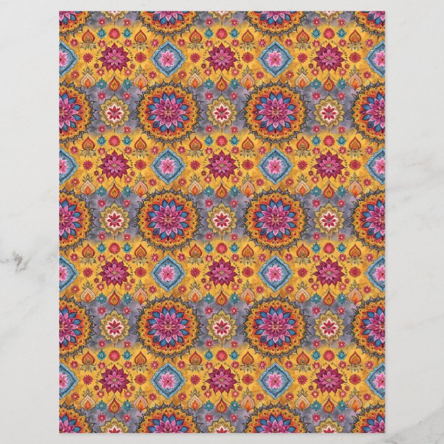 Indian Sari patt double-sides scrapbook paper (Front)